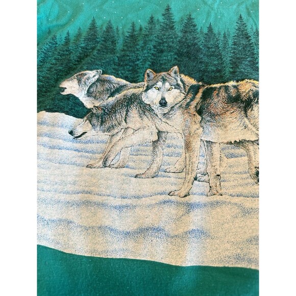 Vintage 1991 Aspen Colorado Wolf Pack T-Shirt Cal Cru Habitat Wildlife AOP Large - Picture 10 of 11